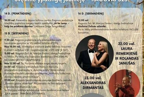 Raguvos 525-mečio šventė rugpjūčio 14–16 d. – nemokama
