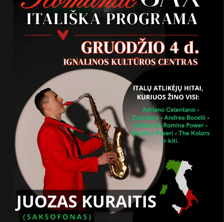 Ignalinoje gruodžio 4-ąją – „ROMANTIC SAX“ itališka programa
